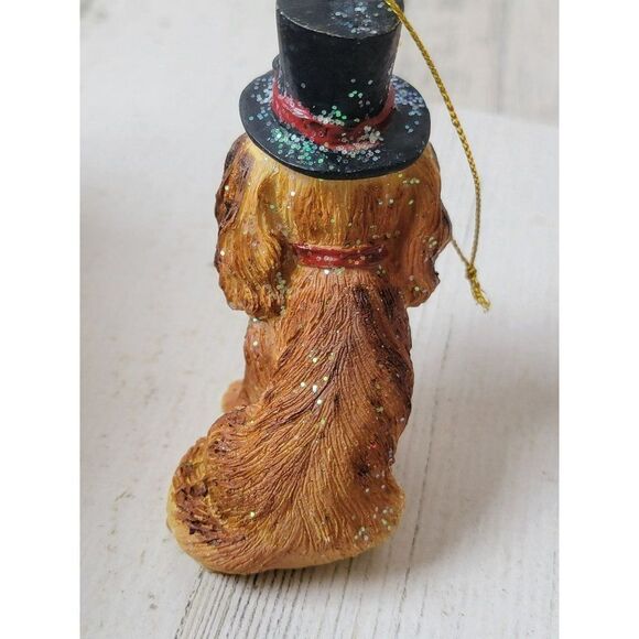 Top Hat dog glitter mistletoe ornament Xmas decor - Picture 4 of 7
